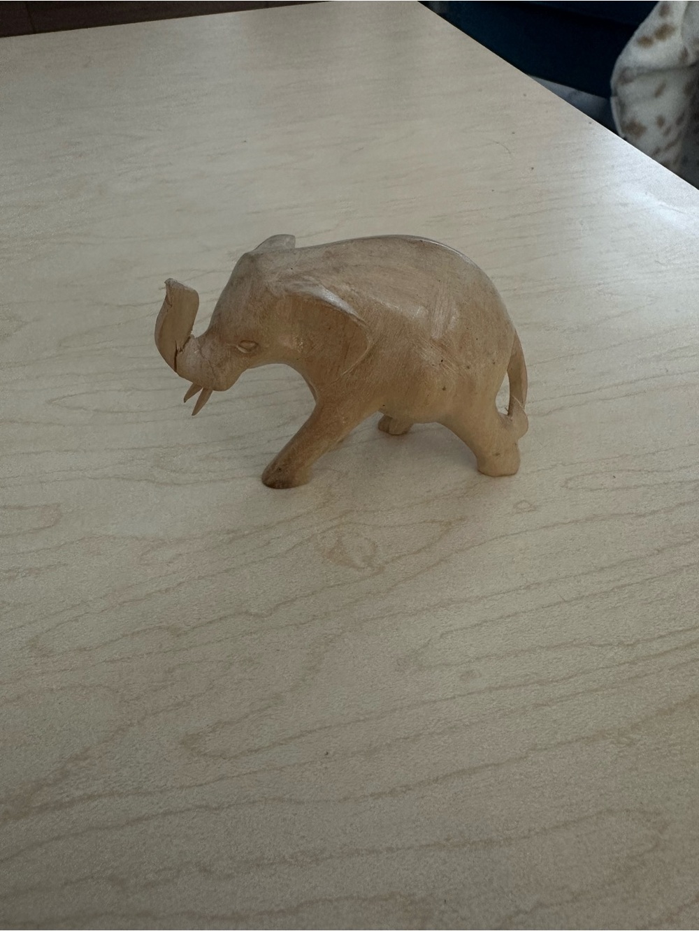 Hand-Carved Wooden Elephant Figurine